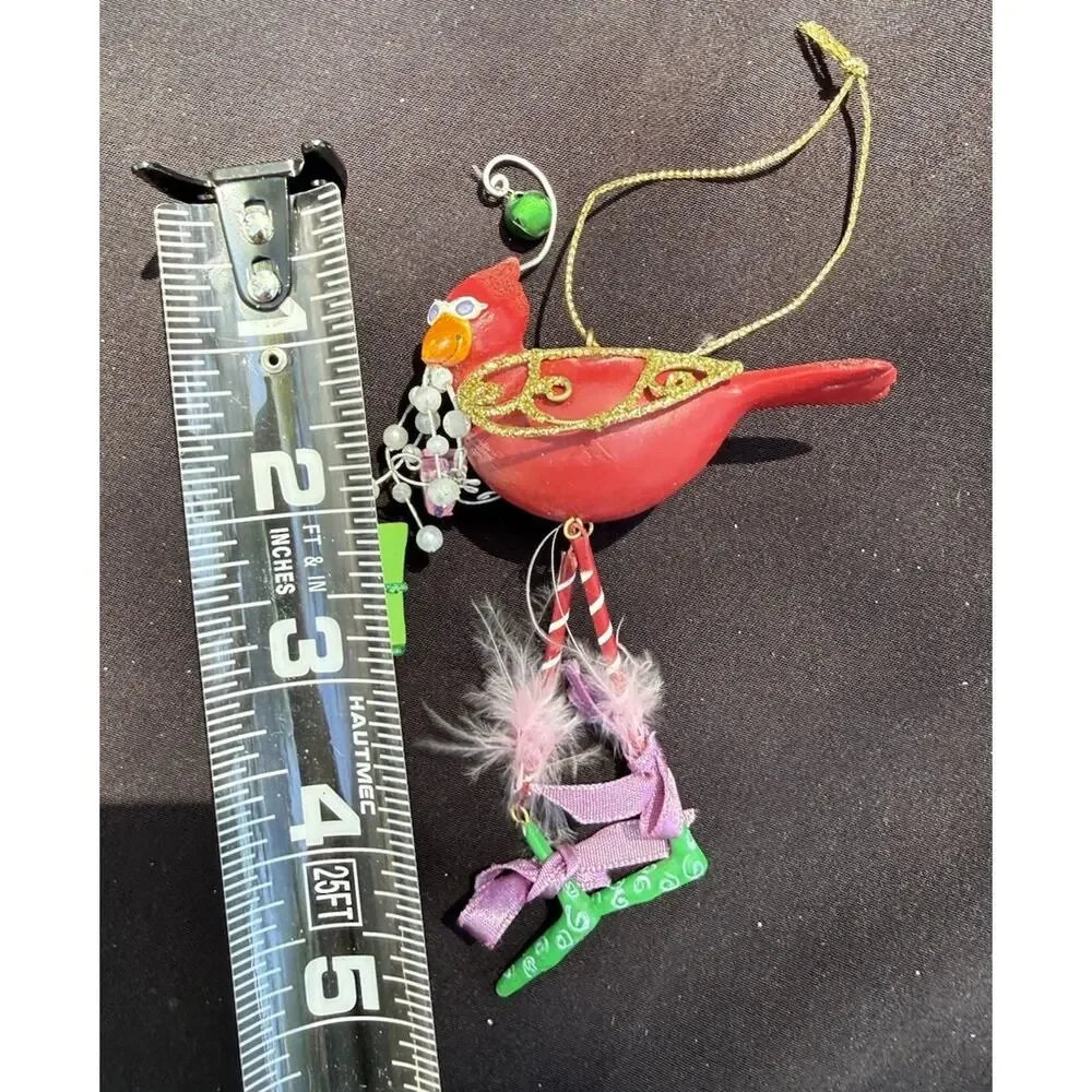 Vintage Katherines Collection Dangle Leg Red Bird Christmas Ornament Rare! -K2